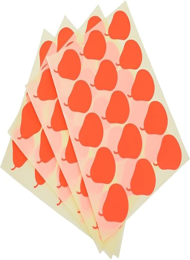 Al-Manar Charming Pear-Shaped Adhesive Label Sticker, 31x41 mm With Premium Material Suitable For Home, School And Office - Red Fluorescent
